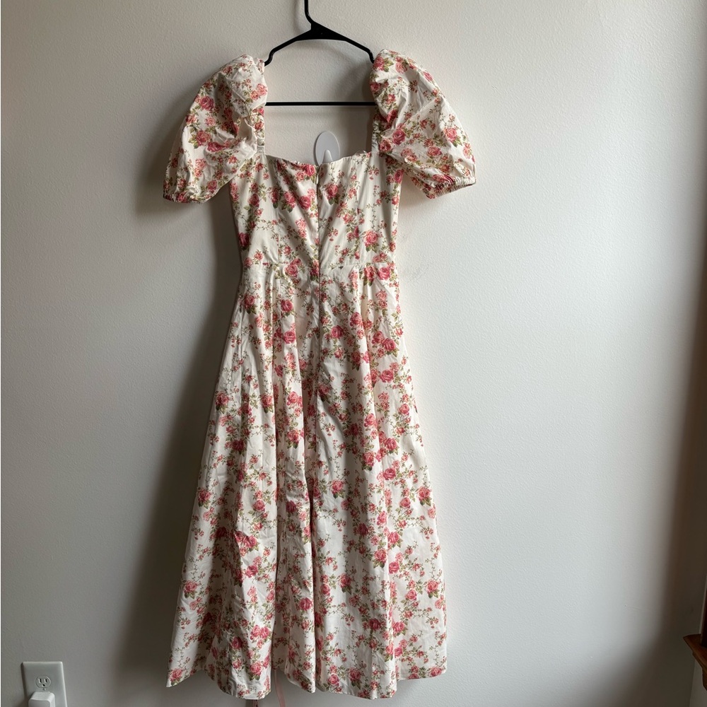 House of CB Cream Midi Dress with Pink Floral Print - Picture 6 of 7